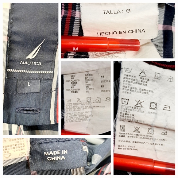 Nautica Double Breasted Blue Plaid Pea Coat Belted Pockets Fleece Lining Large - Picture 17 of 17